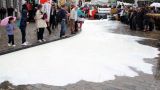 Фермеры устроили «молочные реки» перед зданием парламента в Софии