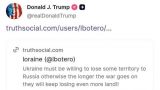 Neither added nor subtracted: Trump reposted the opinion about the transfer of territories by Kiev
