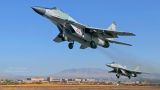 Российские МиГ-29 перехватили условного противника в небе Армении